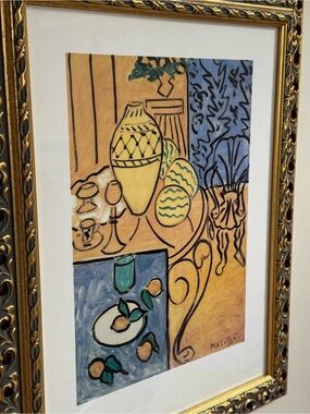Vintage Henri Matisse "Intérieur Jaune et Bleu" Framed Art Print 1993 Edition